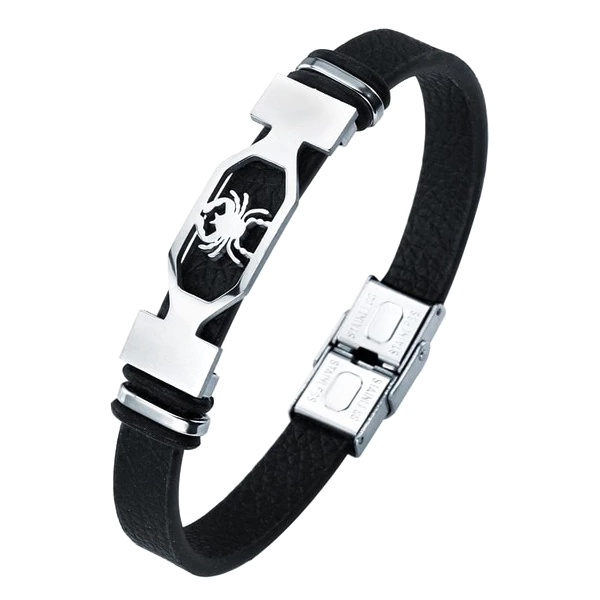 Cancer Star Sign Leather & Steel Bracelet | Classy Men Collection
