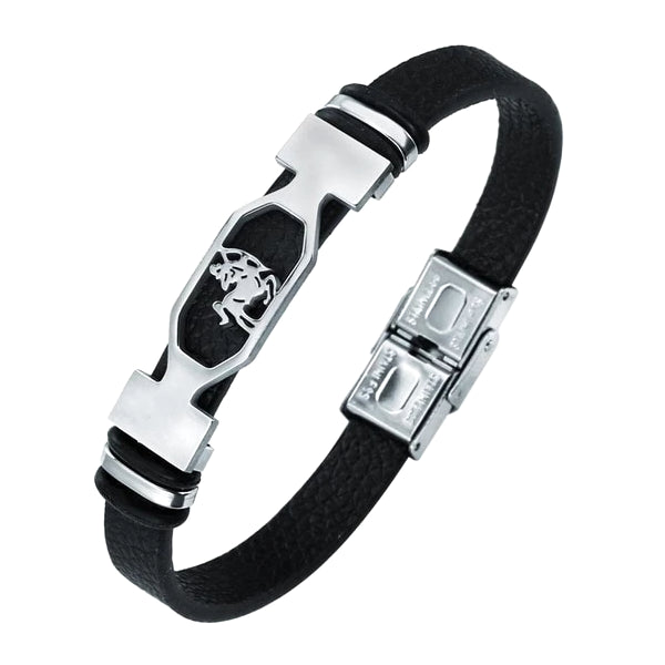 Bracciale in pelle da uomo di classe con segno zodiacale Sagittario
