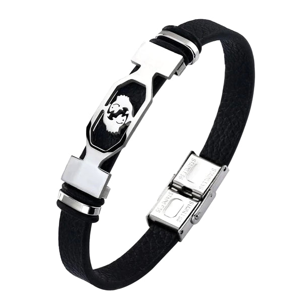 Bracciale in pelle da uomo di classe con segno zodiacale Pesci