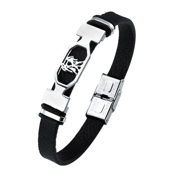 Bracciale in pelle da uomo di classe con segno zodiacale Gemelli