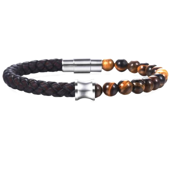 Classy Men Brown Leather Beaded Bracelet - Classy Men Collection
