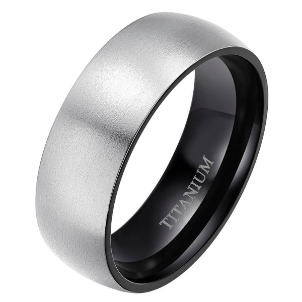 Anello da uomo di classe in argento e titanio nero