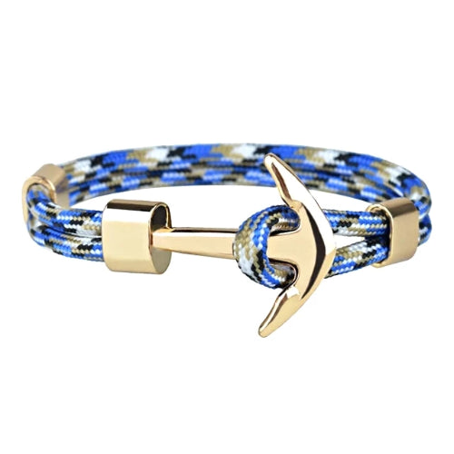 Classy Men Blue Gold Anchor Bracelet