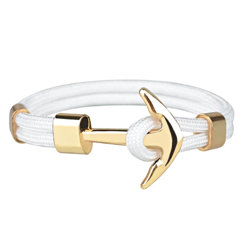 Classy Men White Gold Anchor Bracelet