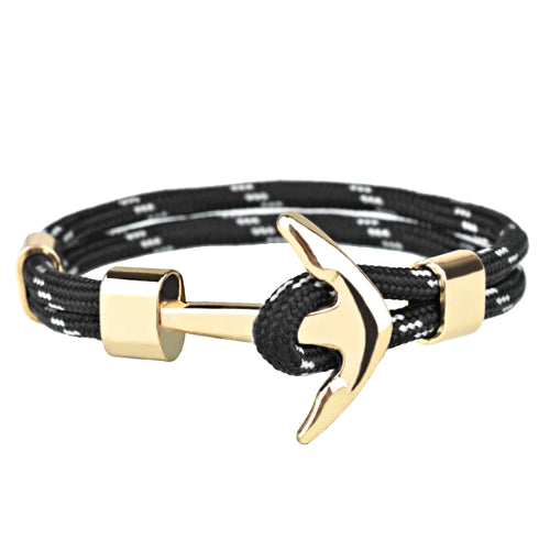 Bracciale con ancoraggio in oro bianco nero da uomo di classe