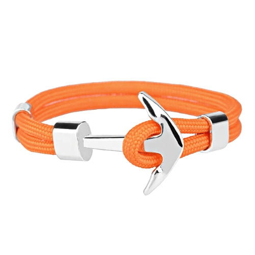 Classy Men Orange Silver Anchor Bracelet
