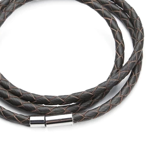 Bracciale da uomo in pelle multistrato grigio di classe
