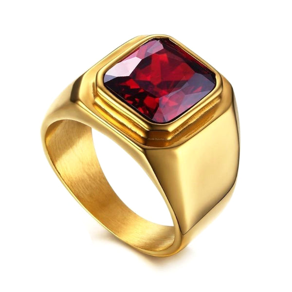 Classy Men Gold Plated Ruby Ring - Classy Men Collection