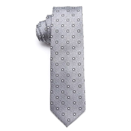 Classy Men Silver Circle Skinny Tie