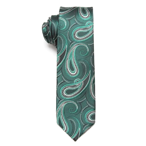 Classy Men Green Paisley Skinny Tie