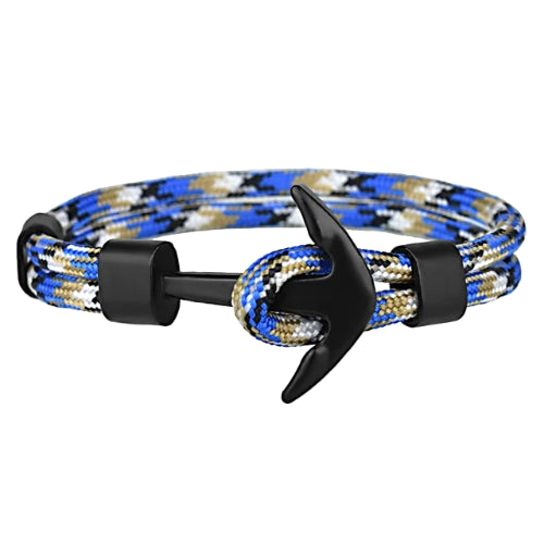 Classy Men Blue Black Anchor Bracelet