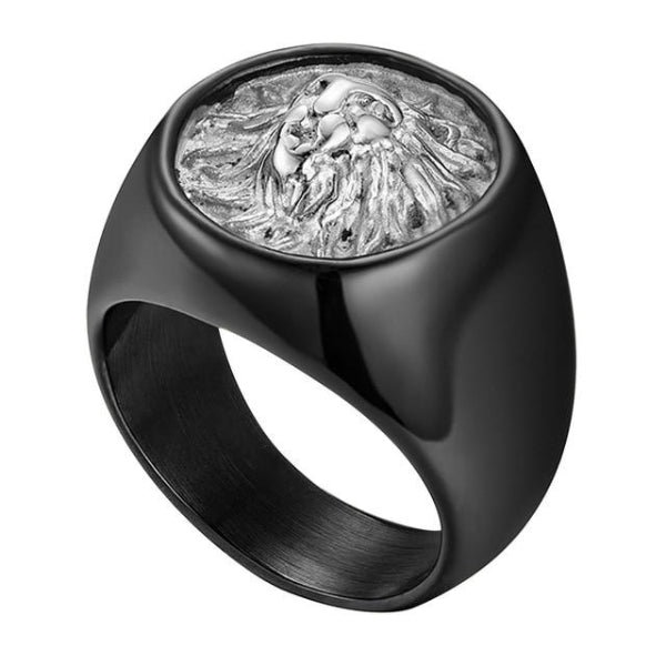 Classy Men Lion Signet Ring Black/Silver - Classy Men Collection