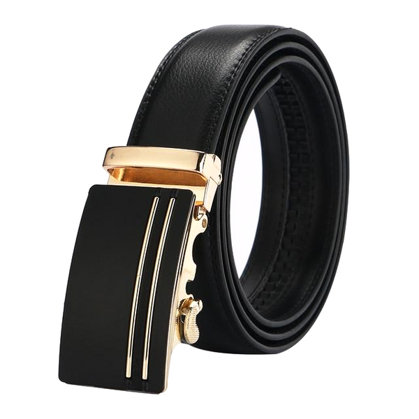 Black & Gold Leather Suit Belt for Men