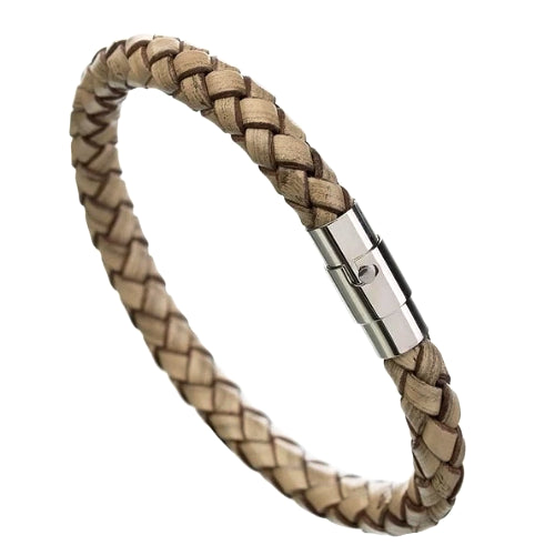 Bracciale da uomo in pelle magnetica di classe beige