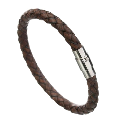 Bracciale da uomo in pelle magnetica di classe marrone scuro