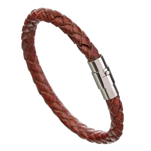 Classy Men Magnetic Leather Bracelet Warm Brown