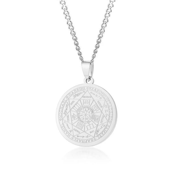 Collana con pendente a moneta in argento da uomo di classe