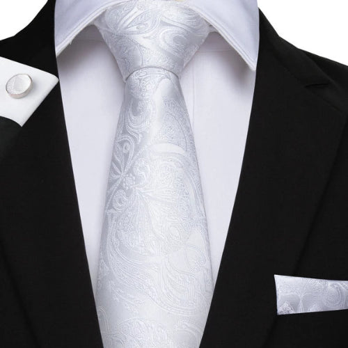 Classy Men White Festive Silk Tie