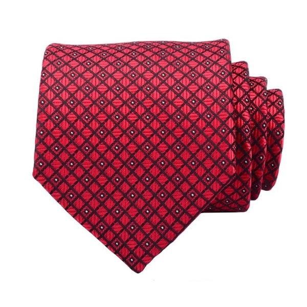Classy Men Red Checkered Silk Necktie