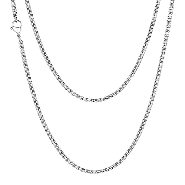 Classy Men 2mm Silver Box Chain Necklace