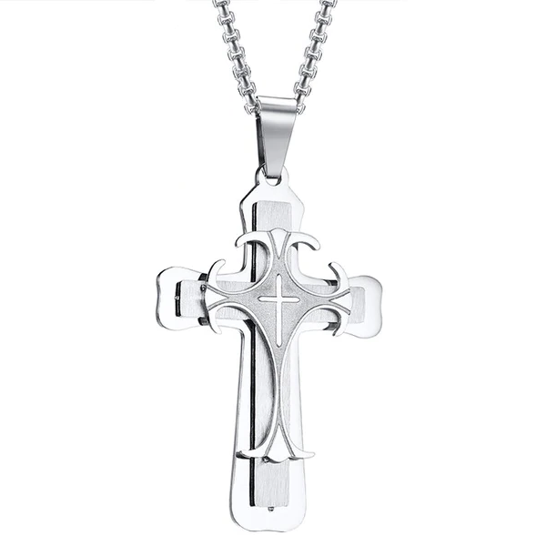 Collana con ciondolo croce siriaca di design da uomo in argento di classe