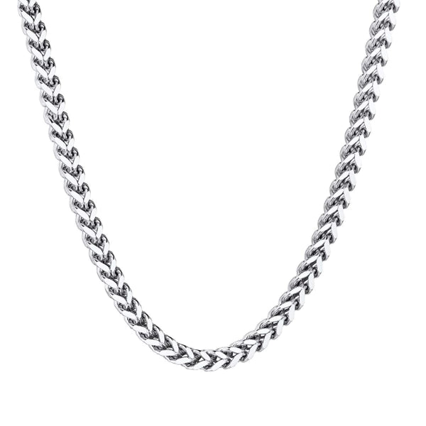 上品なメンズ 3mm シルバー フランコ チェーン ネックレス