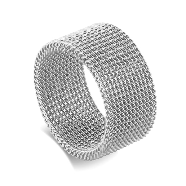 Silver mesh ring for men