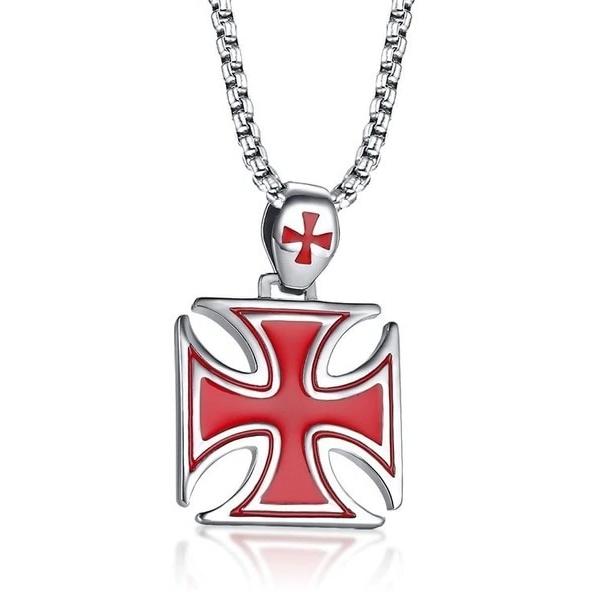 Collana con ciondolo croce templare da uomo di classe