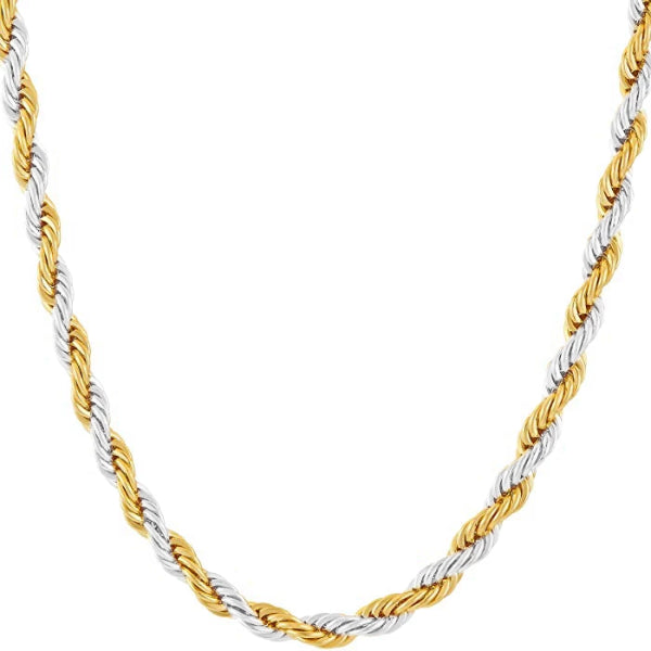 Classy Men 6mm Silver Gold Twist Rope Chain Necklace