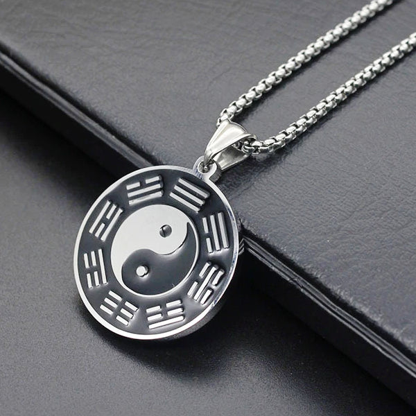 detailed side profile of the yin yang necklace