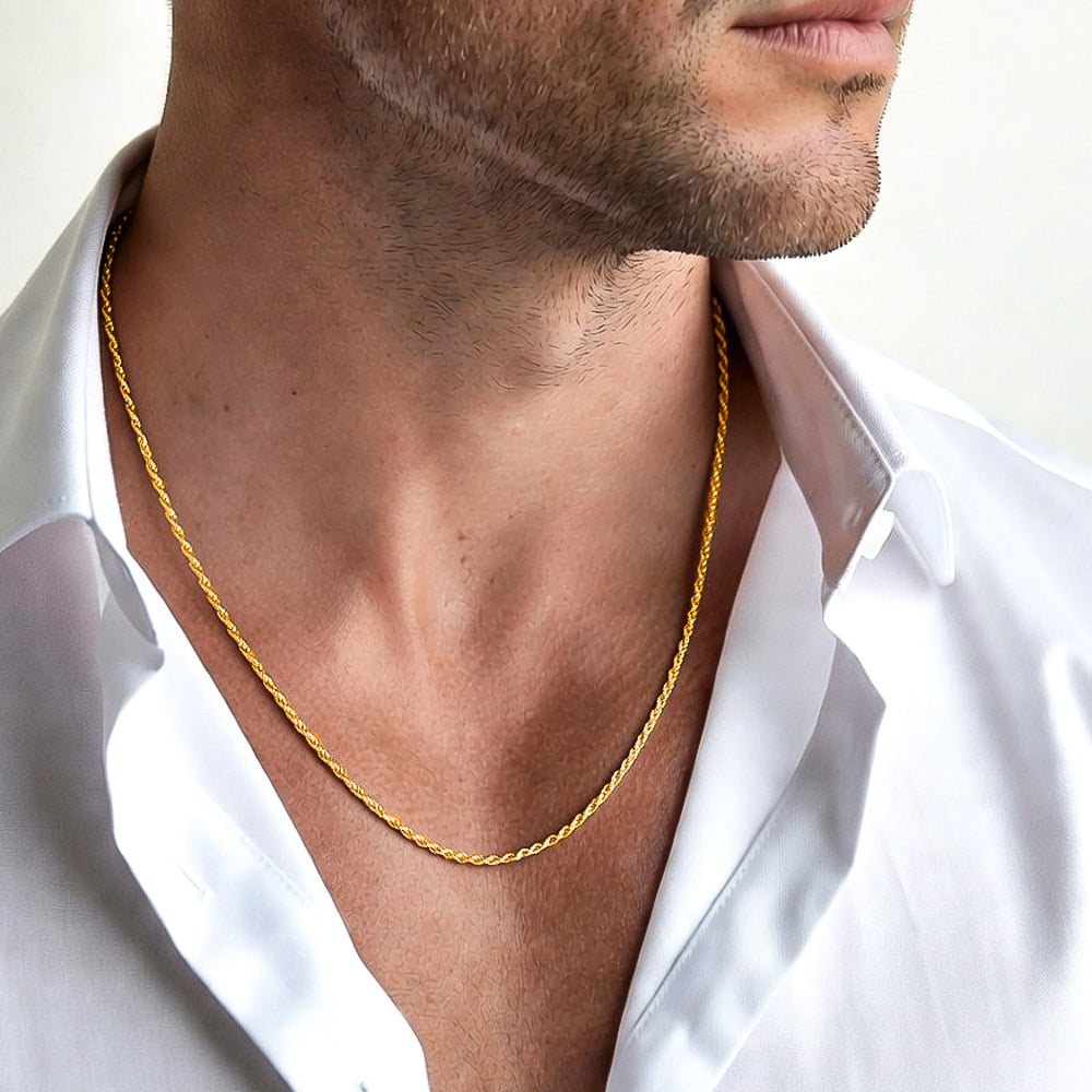 2mm Gold Rope Chain Necklace Made Of 316L Stainless Steel 51cm / 20