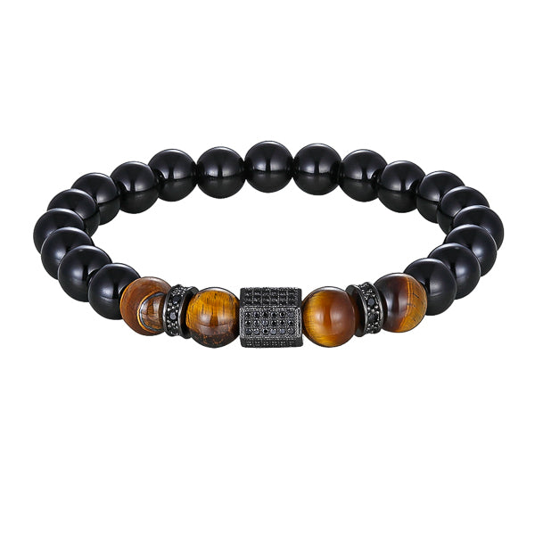 Black elegant tiger eye bead bracelet for men