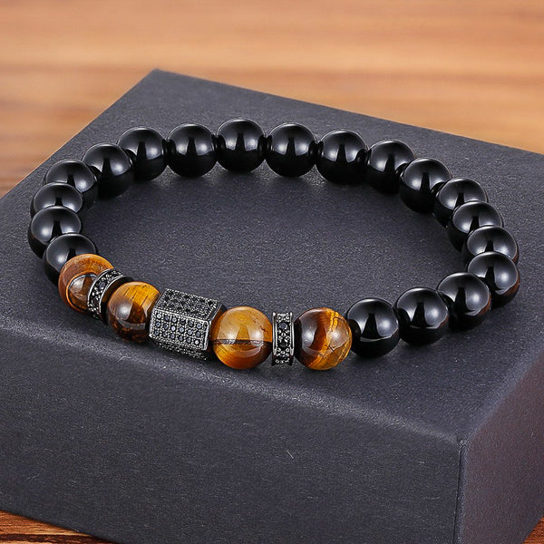 Black elegant tiger eye stone bead bracelet