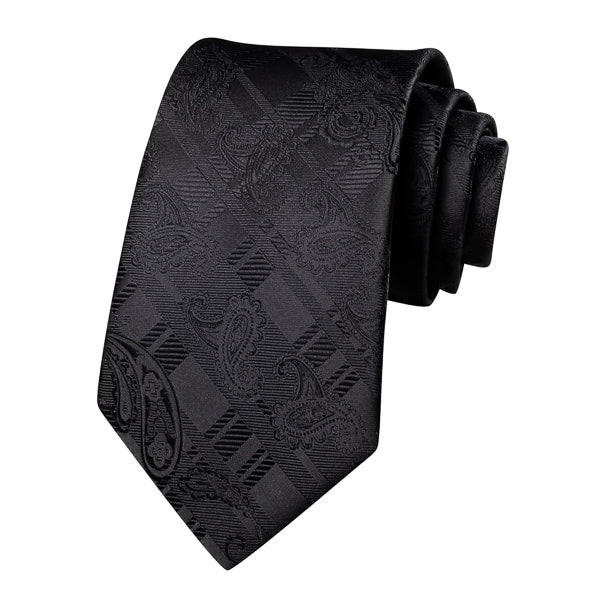 Black paisley silk necktie