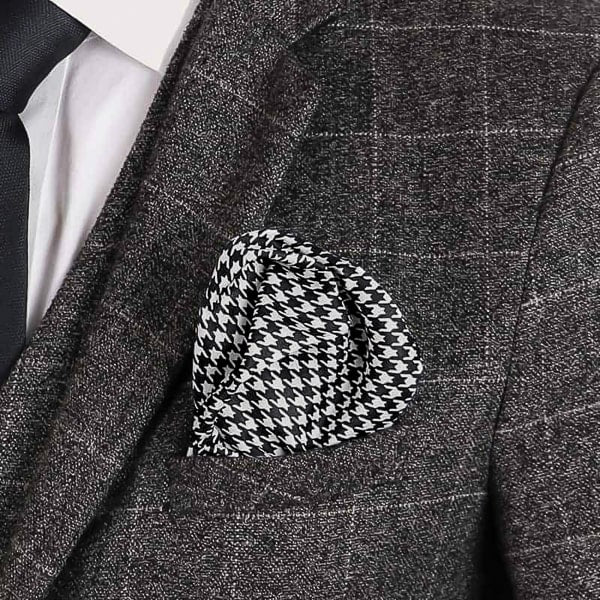 Classic black and white houndstooth pocket square