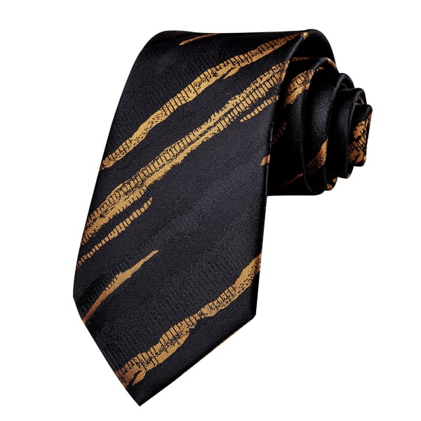 Black gold camouglage striped silk tie