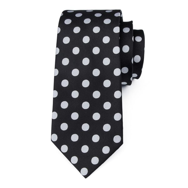 Black white polka dot silk tie