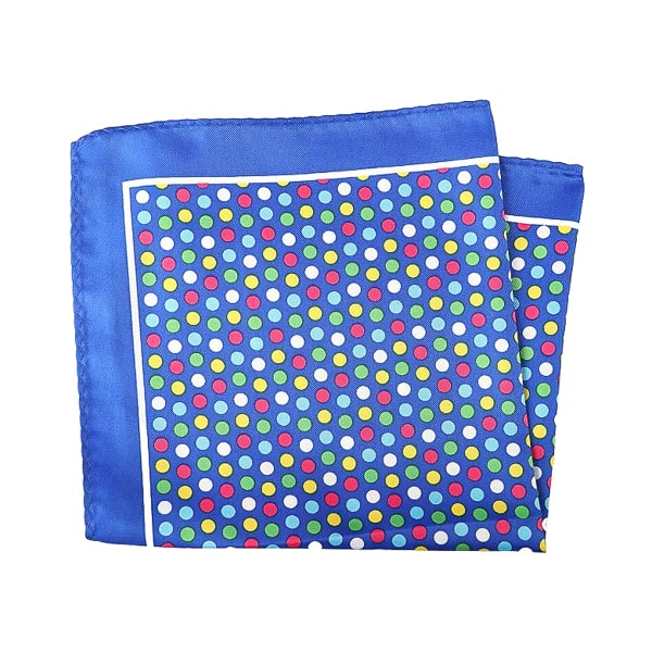 Blue colorful dot pocket square