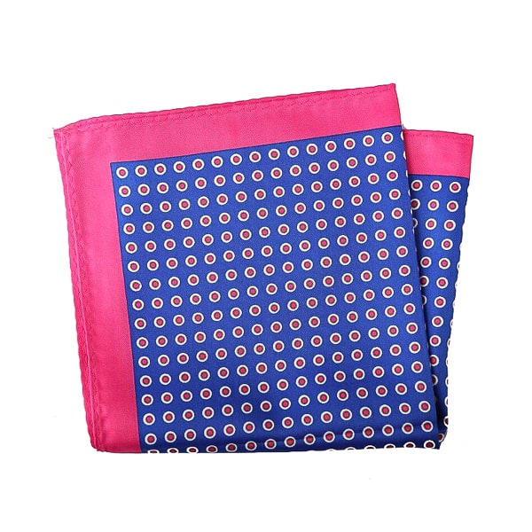 Blue and pink dotted pocket square