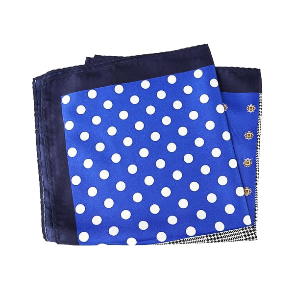 Bright blue multi-pattern pocket square
