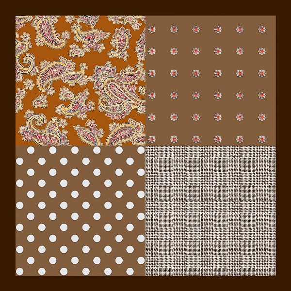 Brown multi-pattern dotted pocket square details
