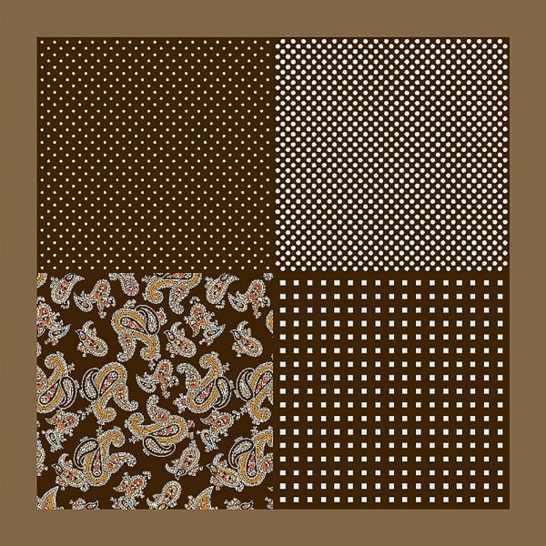 Brown multi-pattern pocket square details