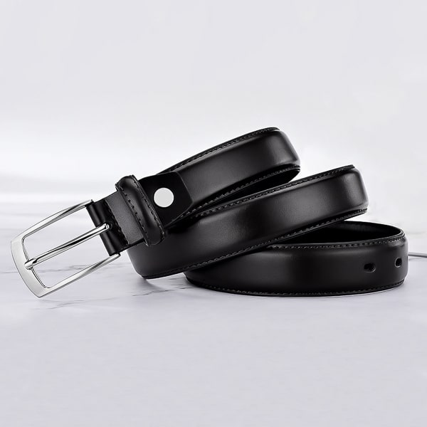 Classic black leather belt details