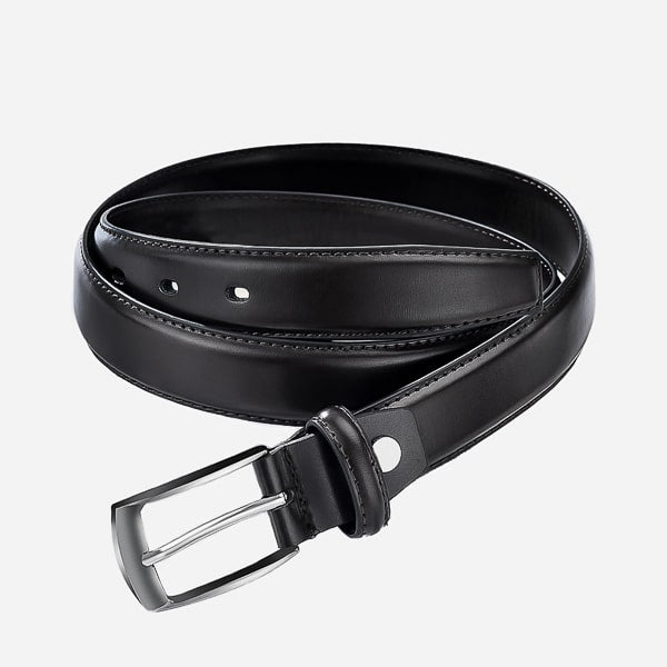 Classic black leather belt for men