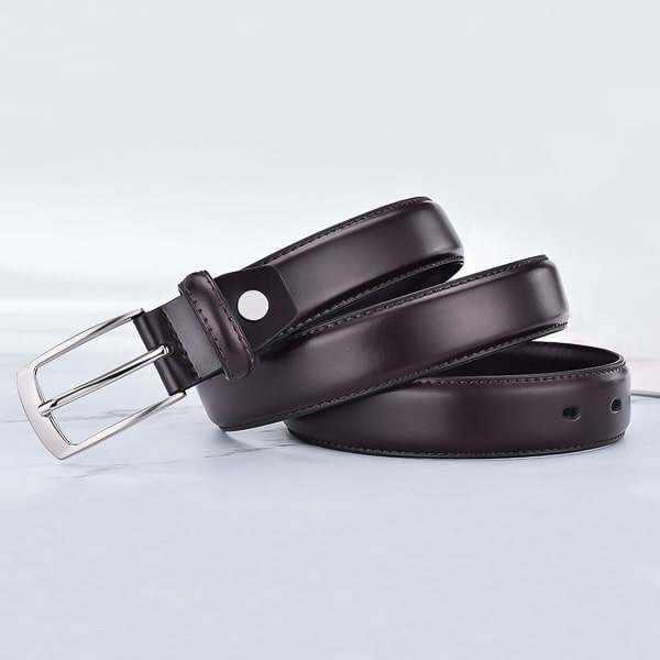 Classic brown leather belt details