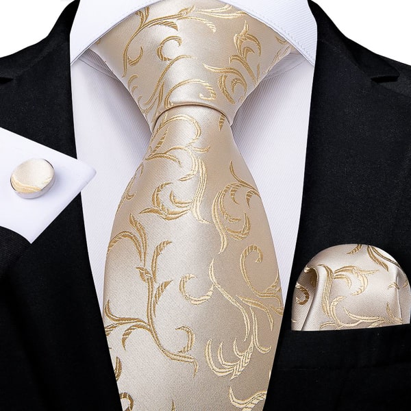 Elegant champagne floral silk necktie