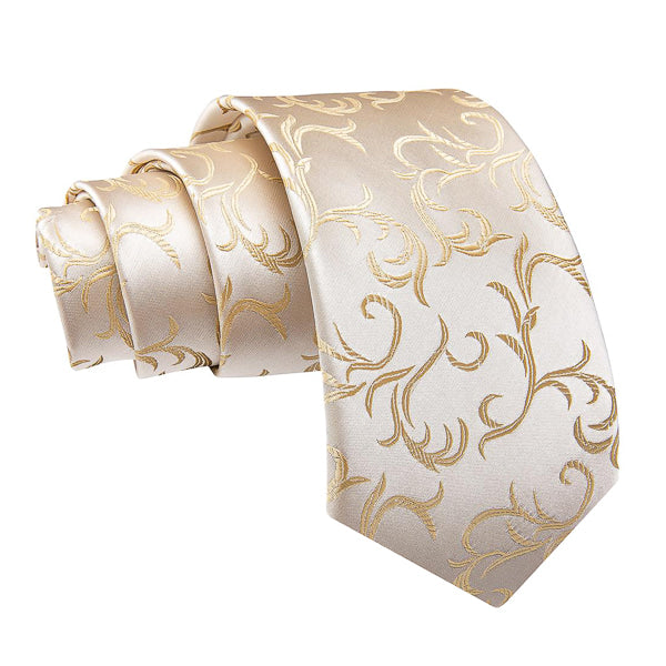 Elegant champagne floral silk tie