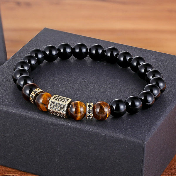 Gold elegant tiger eye stone bead bracelet