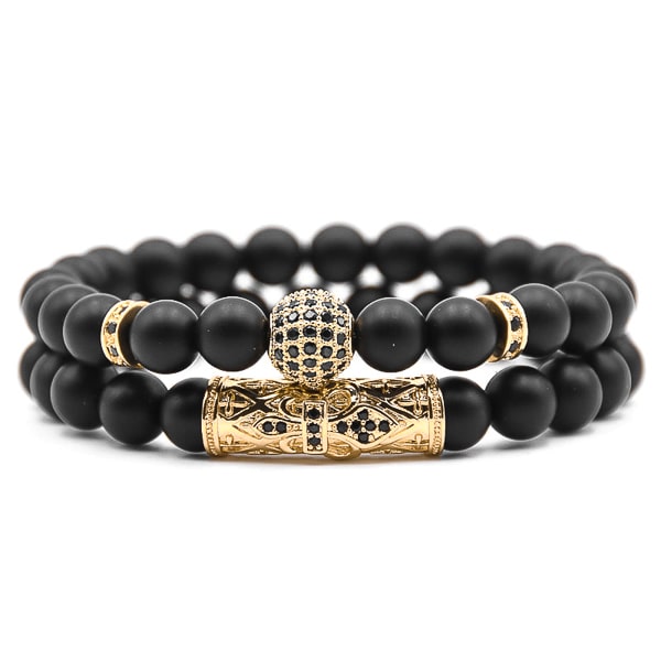 Gold matte black bracelet set