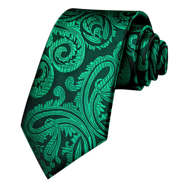 Green floral paisley silk tie